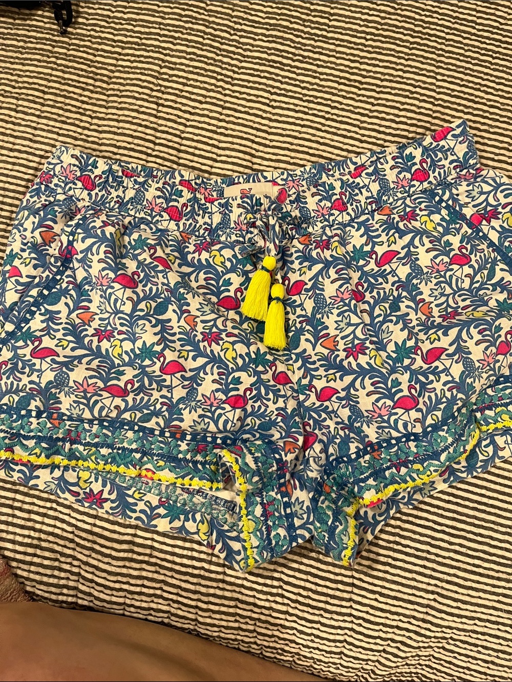Floral Print Women’s Shorts with Yellow Tassel